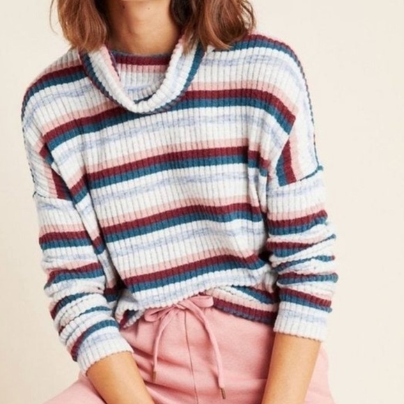 Saturday/Sunday by Anthropologie Pippa Hacci Striped Turtleneck Oversize Sweater - Picture 1 of 9